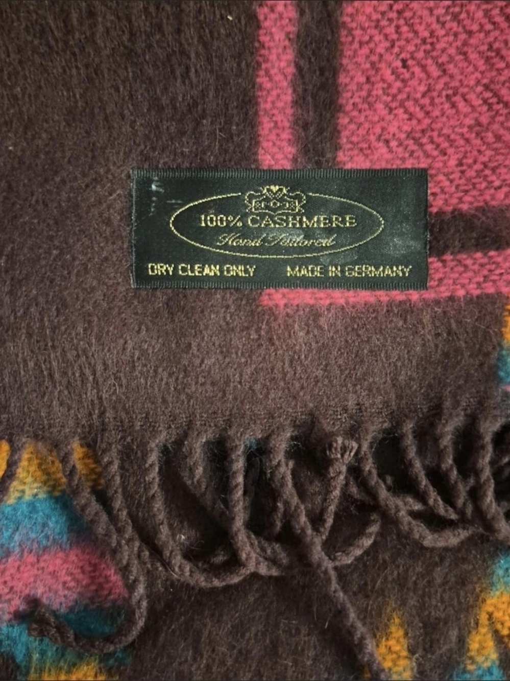 100% Cashmere Women's Brown & Pink Scarf - Made in Germany